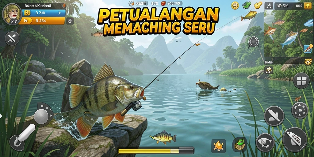 Tampilan gameplay menakjubkan dari 8364 yang penuh aksi memancing.