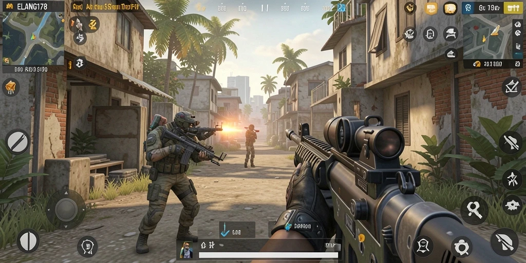Tangkapan layar ELANG178 menampilkan aksi seru dalam pertempuran FPS.