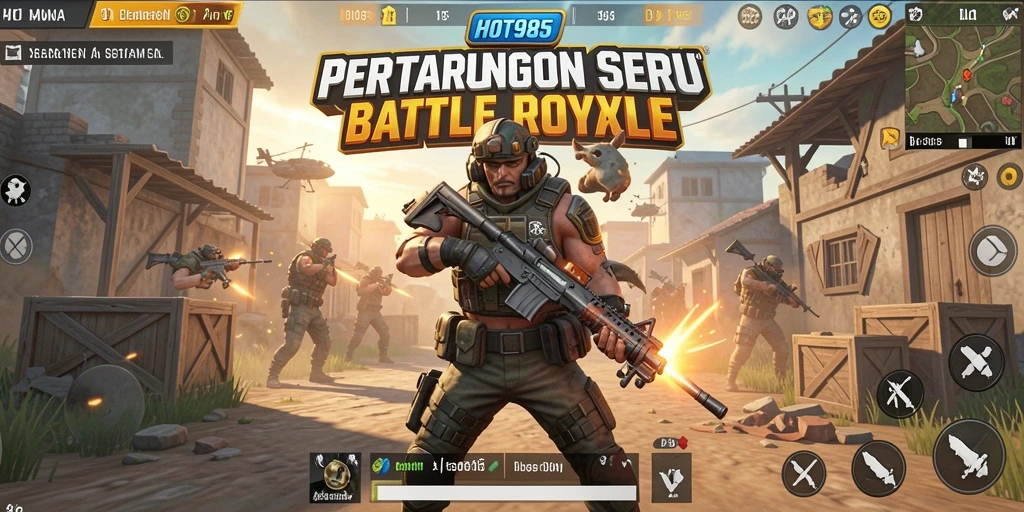 Gameplay seru HOT985 dengan pertarungan Battle Royale yang menegangkan.
