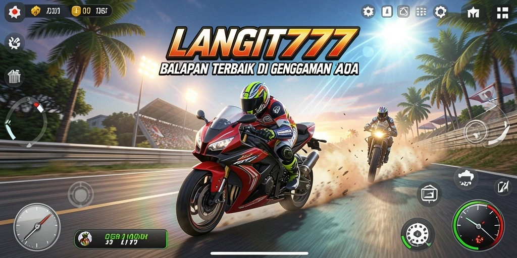 Screenshot menampilkan aksi balapan seru di LANGIT777.