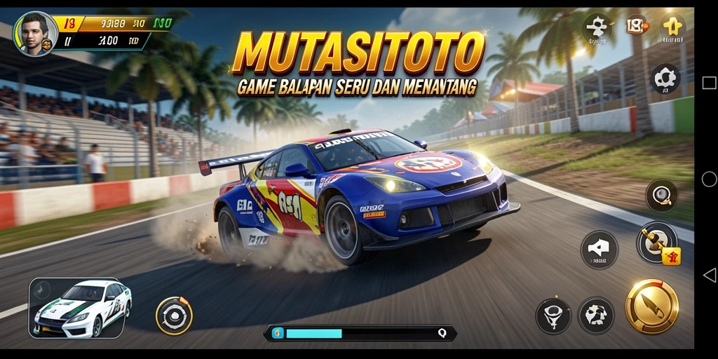 Screenshot menampilkan aksi balap seru di MUTASITOTO.