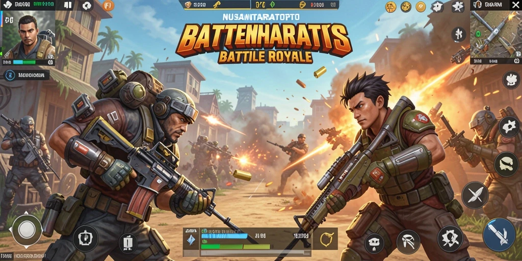 Gameplay seru dan mendebarkan dalam NUSANTARATOTO Battle Royale.