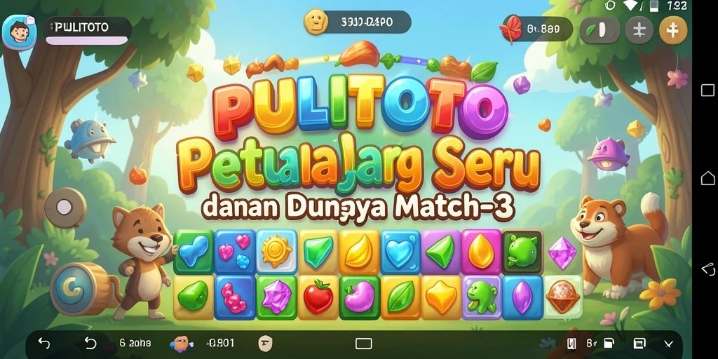 Screenshot PULITOTO menampilkan momen seru dalam permainan Match-3.