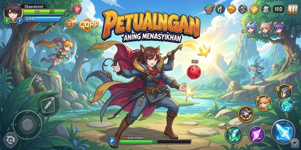 Gameplay <strong>QQRP</strong> menampilkan karakter Anime yang beraksi dalam pertarungan strategis.