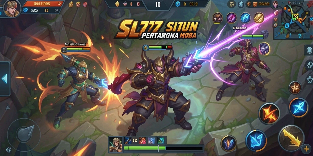 Screenshot gameplay SL777 menampilkan pertarungan tim yang intense dan strategis.