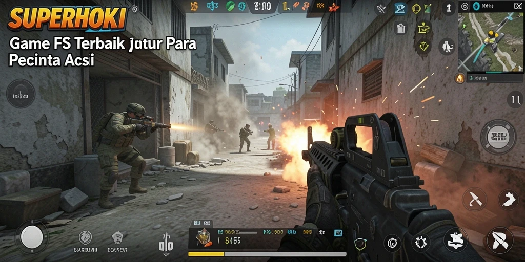 Screenshot SUPERHOKI menampilkan aksi gameplay FPS yang seru dan mendebarkan.