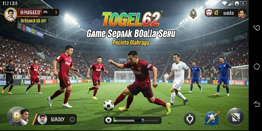Screenshot utama TOGEL62 menampilkan aksi seru di lapangan sepak bola.