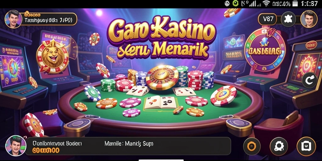 Tampilan gameplay V87 yang menarik dan penuh aksi kasino.